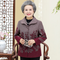 迪鲁奥（DILUAO)老太太衣服女60-70-80岁奶奶秋装外套中老年秋冬上衣妈妈装两件套_591 树叶红 3XL(建议120-140斤)