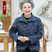 迪鲁奥（DILUAO)轻奢品质妈妈秋装翻领外套中老年春秋上衣女奶奶60-780岁老人喜婆婆衣服_976_178 4XL建议125-145斤左右详情咨询客服 蓝色上衣