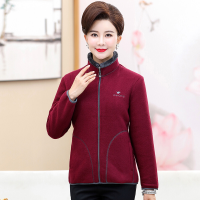 迪鲁奥（DILUAO)50岁40妈妈装秋款抓绒摇粒绒女2019新款女外套秋装中老年上衣女装_244 枣红色 4XL(建议140-155斤)