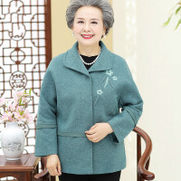 迪鲁奥（DILUAO)高端品质老年装妈妈装人秋装女外套秋老人衣服毛呢奶奶装呢子上衣_521 2025绿色 3XL(建议135-150斤咨询客服有礼物)