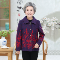 迪鲁奥（DILUAO)高端轻奢中老年人秋装女奶奶装外套秋季服装老人衣服宽松妈妈春上衣60_324 紫红色2(单件上衣) 2XL(建议110-125斤)