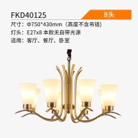 FSL 佛山照明 美式吊灯 全铜客厅灯餐厅灯卧室灯现代简约大气灯饰 8头铜吊灯【赠送8个LED灯泡】