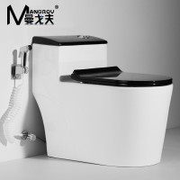 曼戈夫卫浴（MANGROV）马桶连体式大冲力大口径超漩式坐便器家用地排节水静音座便器 250/350/400/300MM 350MM 黑色脲醛盖板【大口径80MM】【免费安装】