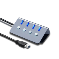 Touchfive LH usb3.0分线器带电源线 弘可达usb扩展器 USB带开关 1.5米