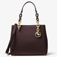 [直营]迈克·科尔斯(MICHAEL KORS)Cynthia真皮 女士搭扣单肩包手提包斜挎包 mk女包 深红色30F7GCYS1L-BAROLO