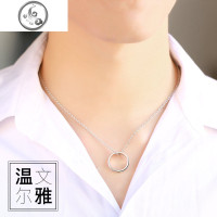 纯银情侣项链一对爱情信物男女刻字定制戒指情侣吊坠纪念生日 光面男款[戒指18号]+50CM十字链