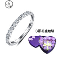 925纯银戒指女排钻镀18K白金日韩版简约网红食指指环仿真钻戒个性 定制镶嵌其他颜色天然水晶宝石请联系客服