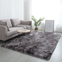 北欧ins客厅茶几地毯卧室满铺网红扎染床边长毛毯可定制_2 100CM×160M 烟灰