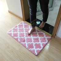 加厚地垫浴室防滑柔软吸水垫子卧室玄关进户脚垫地毯_4 60*90cm 粉红色－鱼网纹（粉）
