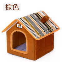 宠物室内别墅狗屋狗舍猫房子冬季保暖狗狗的窝可拆洗冬屋法斗_1 L码-【二十斤以内宠物】 褐色