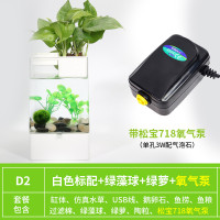 水培植物养鱼缸一体家用塑料创意懒人小型免换水桌面斗鱼专用客厅_1 默认尺寸 白色标配+绿藻球+绿萝+氧气泵