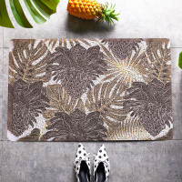 北欧垫ins家用丝圈垫踩脚垫防滑厅地毯玄关除尘蹭脚垫 60cm*90cm 黑金龟背叶丝圈地垫