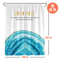 洗澡间浴帘套装隔断帘卫生间防水布沐浴家用免打孔浴室布帘子防霉_1 默认尺寸 冰海浴帘180*200cm送钩