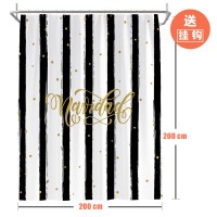 美式黑白条纹浴帘加厚防水防霉隔断帘不透明洗澡间家用卫生间挂帘_1 默认尺寸 黑粉香氛浴帘200宽*高200cm送钩