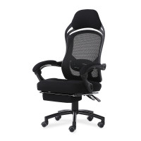 全简办公电脑椅职员椅家用可躺午休椅黑色 黑色