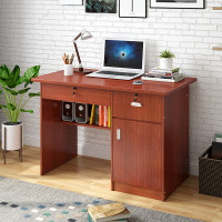 Aibik 简约单人办公桌书桌电脑台式桌0.8米 棕色
