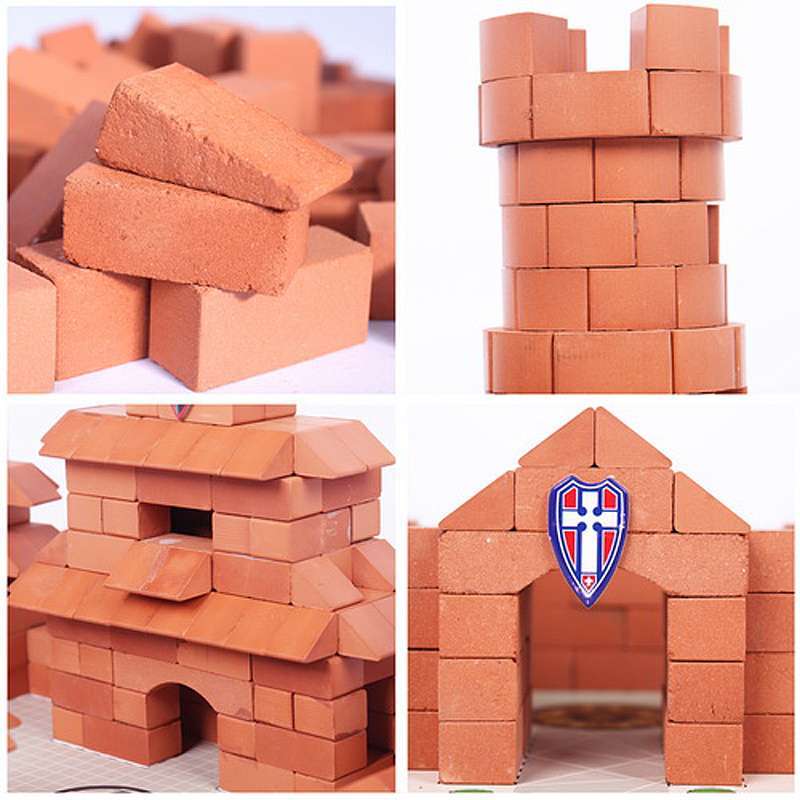 hi bricker小砖家 儿童手工diy仿真砖建筑动手玩具 双塔卫城 350件 mr