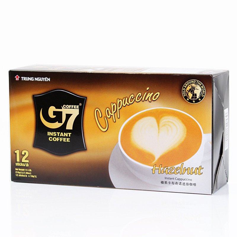 中原(g7 )卡布奇諾速溶咖啡 榛果味 216g (18g*12條) 越南進口 咖啡