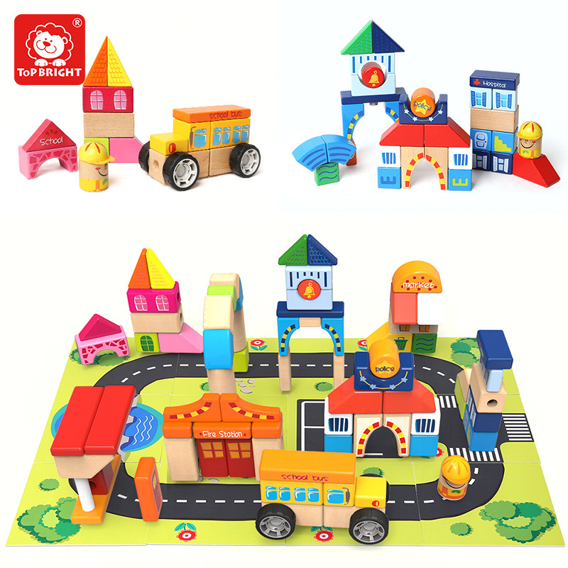 topbright特宝儿 城市交通积木 120114 益智儿童木制积木 宝宝大颗粒