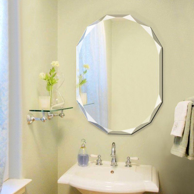 法兰棋钻石边浴室镜 壁挂多棱装饰镜 卫浴镜卫生间镜子洗漱梳妆镜 45*