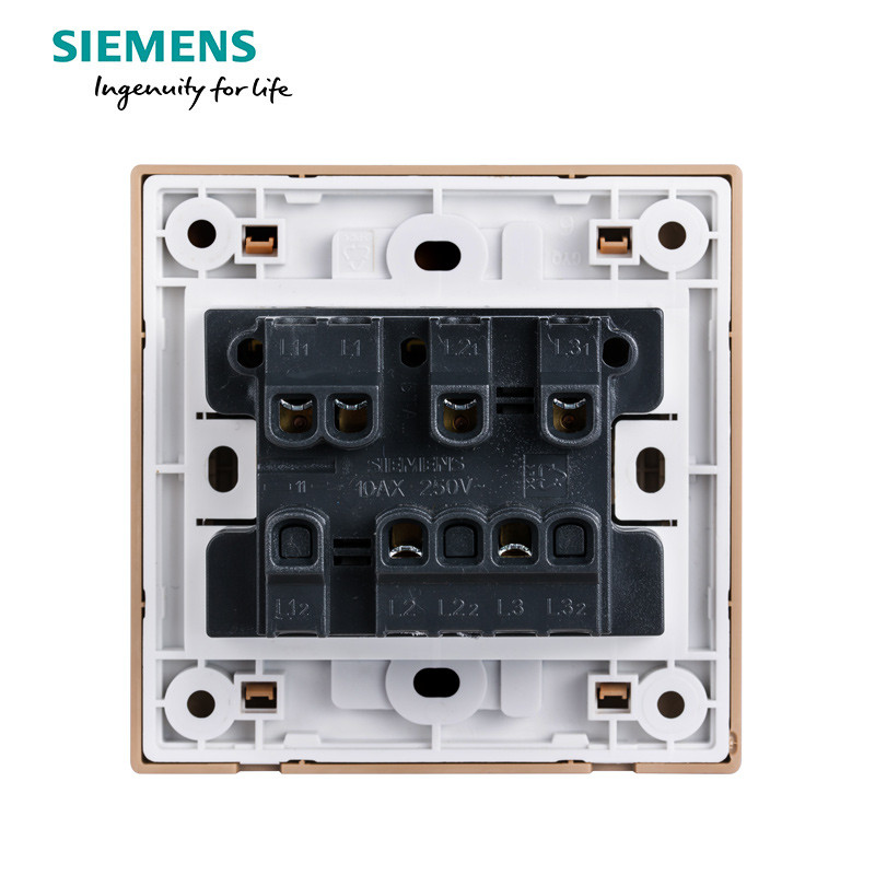 三位单控大跷板带荧光开关5ta8032-3nc03 三开单控 悦动香槟金