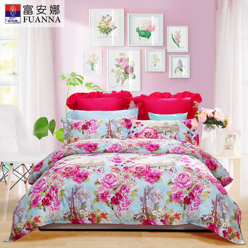 富安娜(fuanna)家纺圣之花春夏纯棉床上用品四件套1.