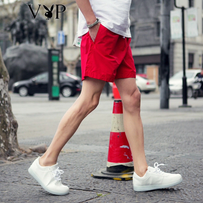 花花公子2017沙滩裤潮流多色系绳运动短裤晨跑短裤跑男短裤