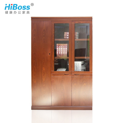 HiBoss 办公家具油漆文件柜 办公柜 玻璃门资料柜 书柜 档案柜 左三门W1357*D400*H2000mm