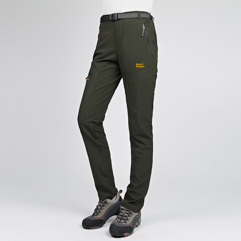 新款夏季冲锋裤薄款超轻速干裤男女防水防风登山长裤qj 3xl 女军绿