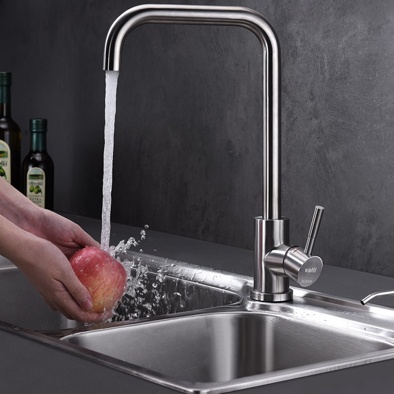 【自营】华帝卫浴vatti净铅7字水龙头 sus304不锈钢厨房龙头 可旋转带