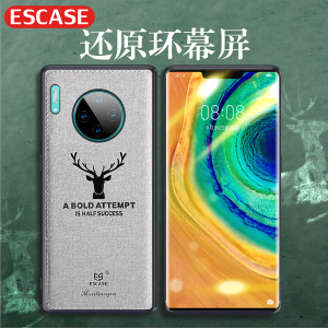 ESCASE 华为mate30pro手机壳 保护套商务男创意全包防摔硅胶软壳贴皮外壳 ES-19麋鹿灰