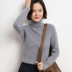 气质简约堆堆领毛衣女修身针织衫秋冬新款内搭紧身洋气高领打底衫