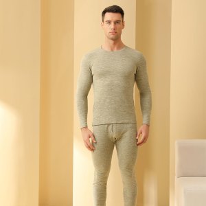秋冬男士保暖内衣德绒发热加羊绒蚕丝秋衣秋裤炫彩情侣打底套装