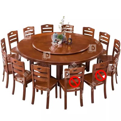 居将实木圆餐桌现代餐桌椅组合2米圆桌12把餐椅