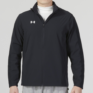 安德玛(Under Armour)外套男装新款防风连帽健身训练跑步运动透气宽松夹克22500408-001 ZP