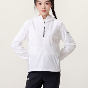 安德玛(Under Armour)外套女装新款运动服梭织连帽透气夹克上衣22500410-100 ZP
