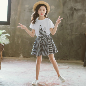 女童夏装套装新款韩版儿童女孩时髦洋气童装女大童短袖两件套