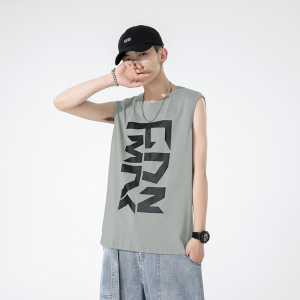 夏季新款无袖T恤男士韩版潮牌运动宽松圆领坎肩背心速干衣服