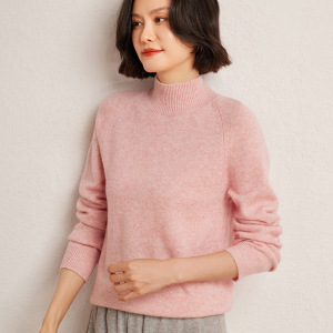 七针加厚半高领羊毛衫女秋冬新款亲肤保暖插肩羊绒针织毛衣打底衫