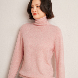 秋冬新款宽松套头羊绒针织衫纯色堆堆领羊毛打底衫女士内搭毛衣