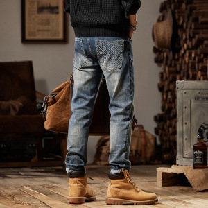 trousers 牛仔裤男款时尚简约版型男裤 春秋新款印花休闲直筒裤男
