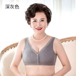 妈妈内衣文胸中老年纯棉胸罩薄款背心聚拢无钢圈老码前扣文胸