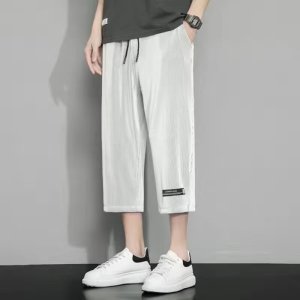 冰丝八分裤垂感夏季新款男士薄款时尚潮流休闲运动休闲裤