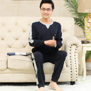 中老年人爸爸睡衣男士秋冬款长袖宽松加大码可外穿休闲家居服套装