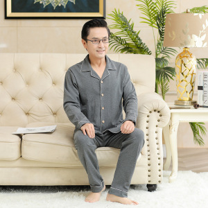 中老年男士睡衣秋冬款棉质长袖宽松大码休闲爸爸家居服套装可外穿