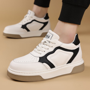 头层牛皮Re-Web新款老花系带休闲鞋板鞋男士情侣厚底运动鞋男