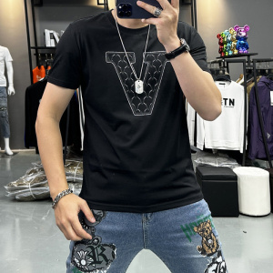 丝光棉短袖T恤男ins潮牌夏季新款圆领半袖男装修身潮流体恤上衣服