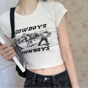 韩国女装 短款露脐紧身短袖T恤女夏装新款学生上衣服女装