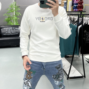 欧货潮牌男士卫衣打底衫秋冬季新款修身潮流字母印花青年长袖上衣