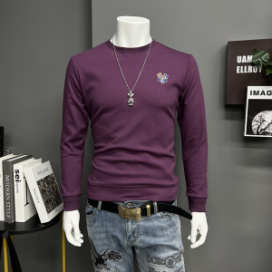 欧货秋冬新款时尚男士圆领卫衣秋装长袖体恤修身上衣服潮ins时尚